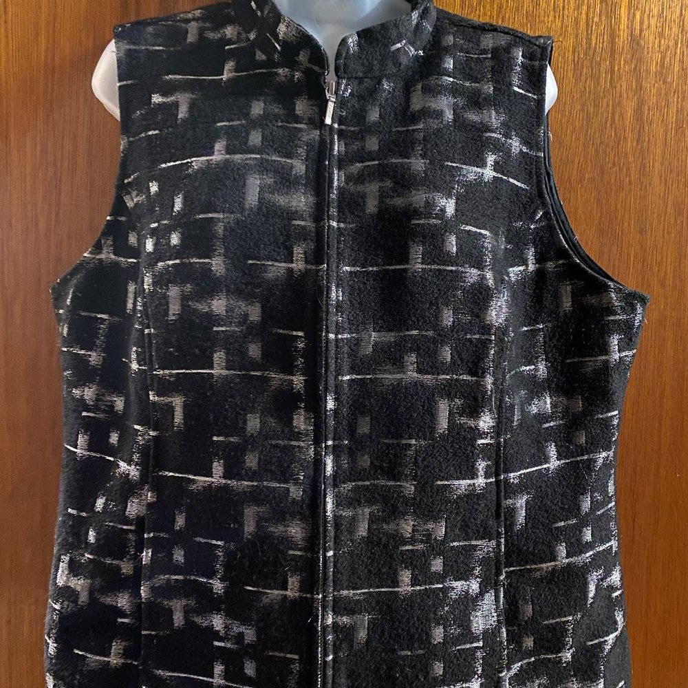 Women's Black vest with Silver Metallic Markings